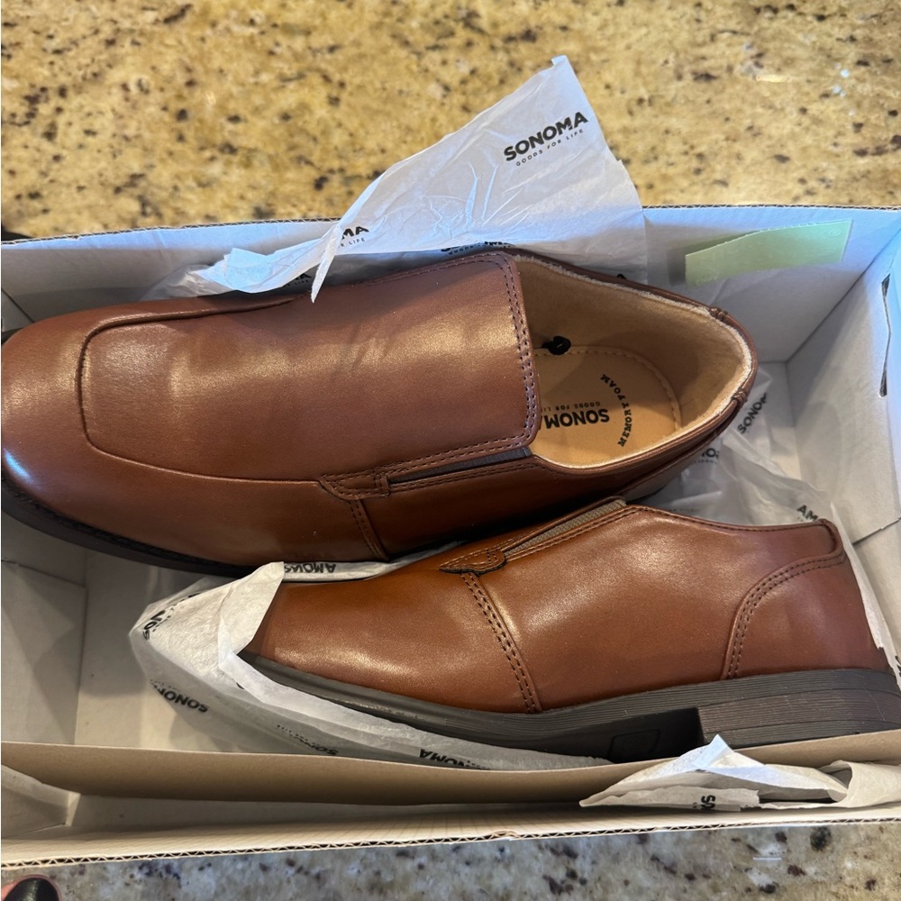 Sonoma Boy’s Tan Leather Slip-On Loafers